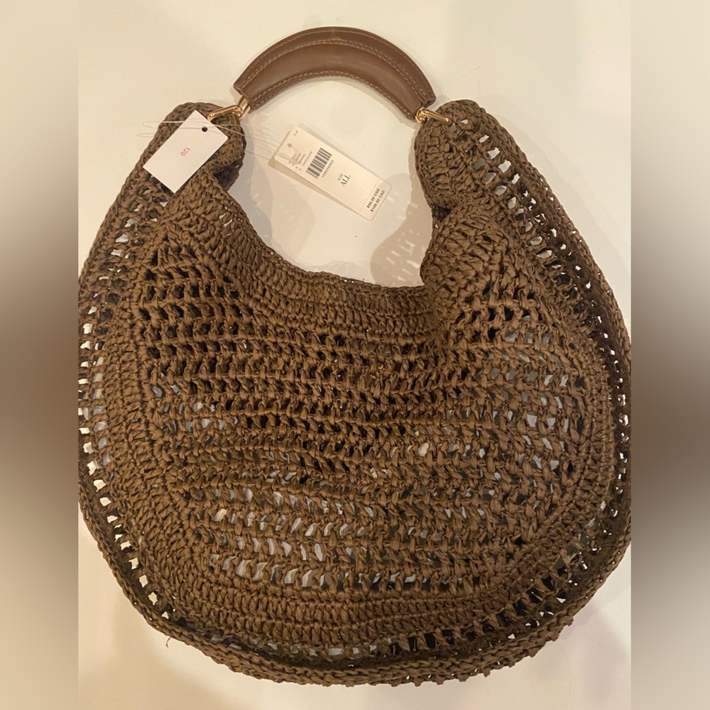 Urban Expressions Camden Brown Raffia Straw Hobo Shoulder Bag Summer Tote Medium - Picture 7 of 7